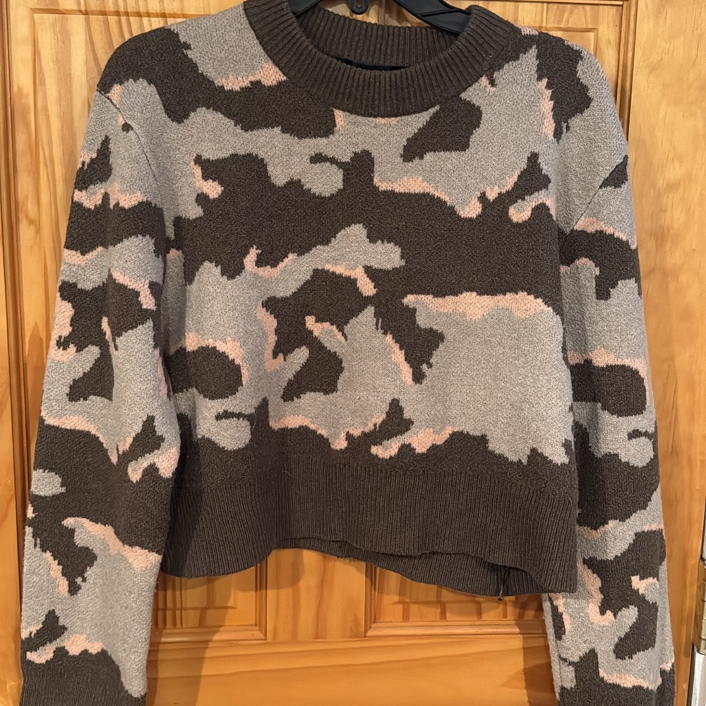 French Connection Camouflage Sweater - Gray, Brown, Pink
